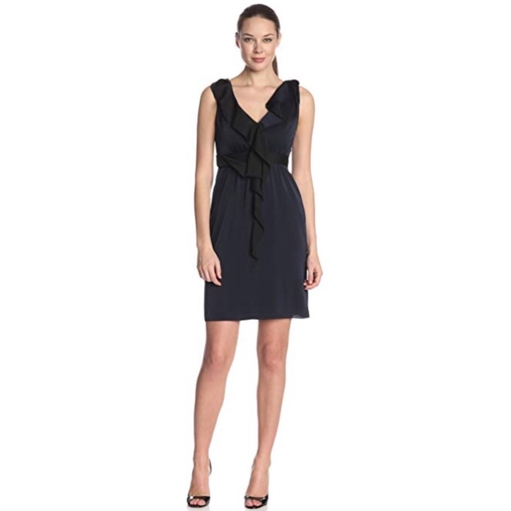 Elie Tahari black and navy blue silk dress size 6